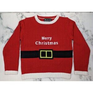 Kids Merry Christmas Red sweater  Santa Belt Size medium, 4-7 SKEDOUCHE